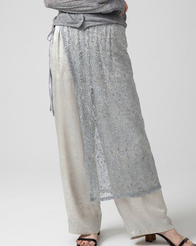 日本 gleam - [疊穿高手]閃亮光澤薄紗半片裙-銀