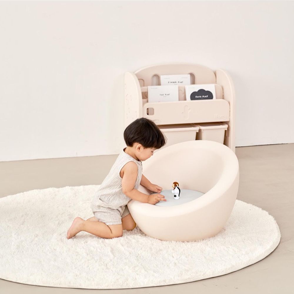 韓國 iFam - 兒童小沙發椅-奶茶色〈附灰色坐墊〉 (58.9cm x 55.8cm x 42.3cm)