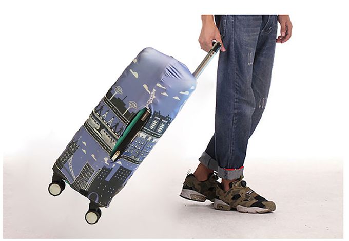 little chili - 繽紛行李箱套 M號-英國倫敦藍-24吋 -高60 寬40 厚度25cm