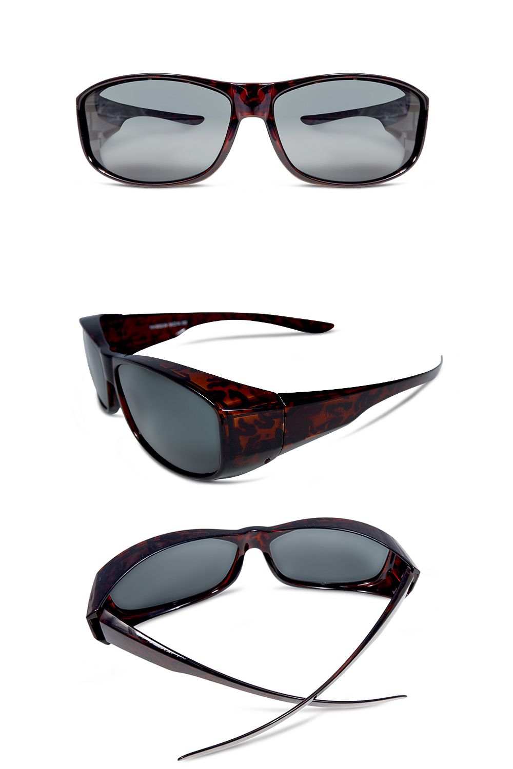 ALEGANT - 低調沙褐豹紋全罩式寶麗來偏光墨鏡│外掛式UV400太陽眼鏡包覆套鏡│車用太陽眼鏡│近視可戴外掛偏光墨鏡