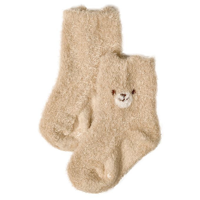 akachan honpo - 蓬鬆襪-動物-淺卡其色 (9～14cm)
