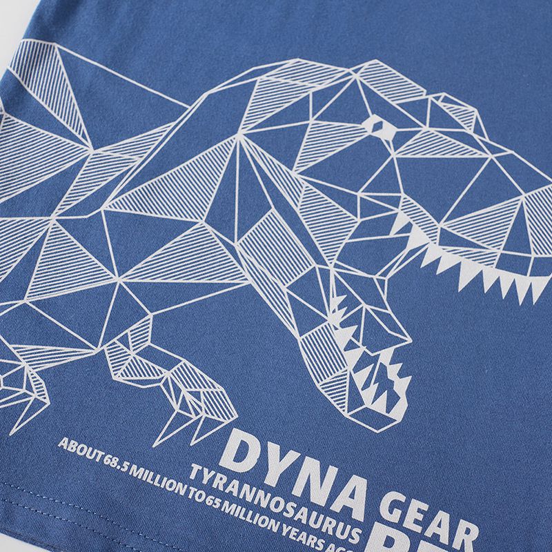 BE TOP - 純棉短袖上衣-幾何暴龍-綠色