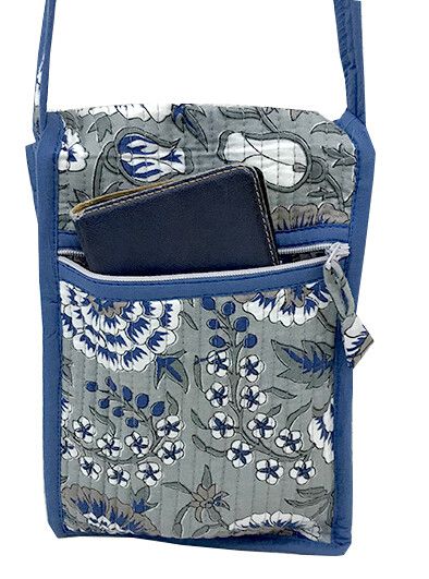 日本代購 - 100%印度棉手染印花手機包-煙燻粉 (15x20x3cm)