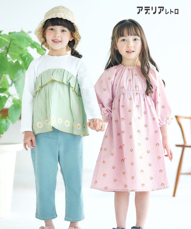 日本 apres les cours - 聯名款 背後蝴蝶結夢幻Ａ字洋裝-粉底小花