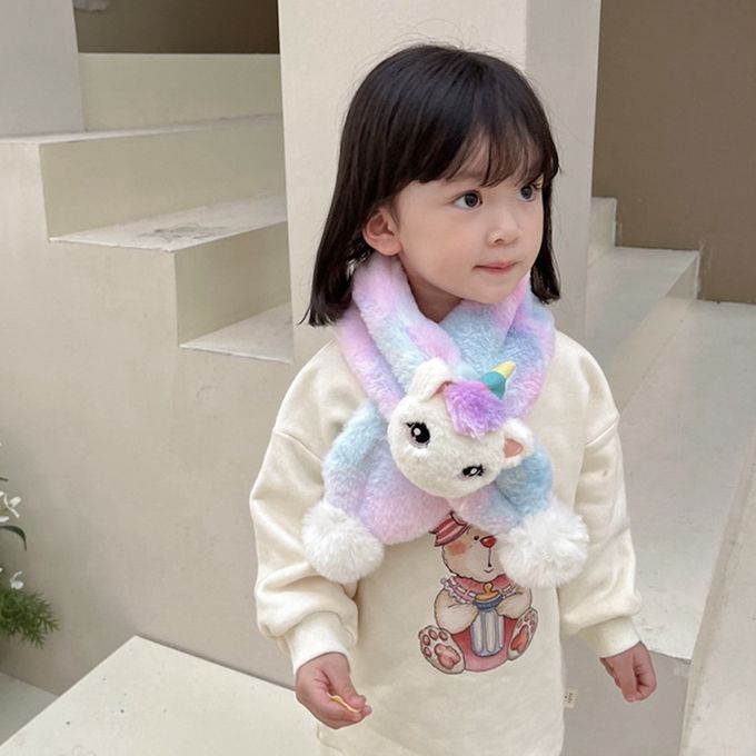 Love, Charlotte - 漸層紫立體獨角獸仿兔毛圍巾-兒童圍巾