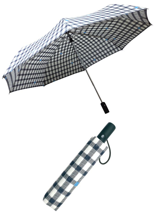 Rainstory - 抗UV雙人自動開收傘-塗鴉黑白格-480g