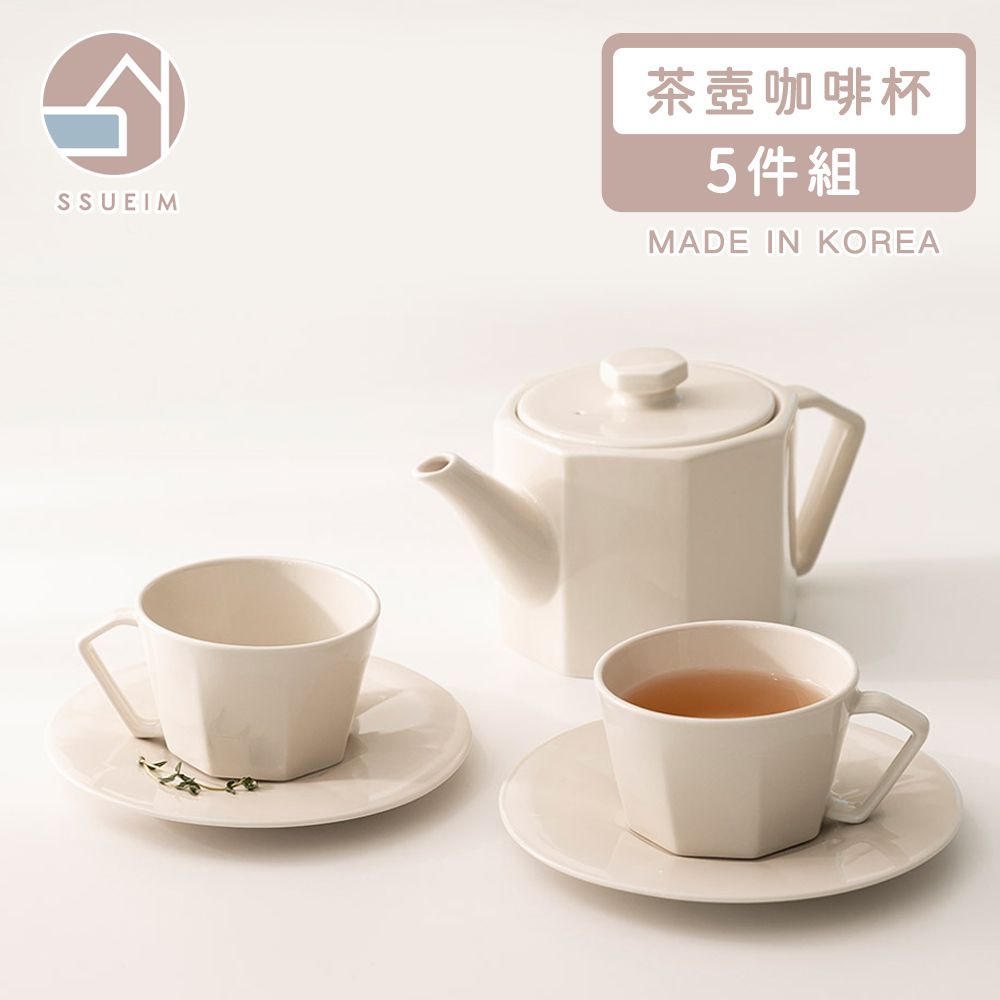 韓國 SSUEIM - RAUM系列陶瓷茶壺咖啡杯5件組