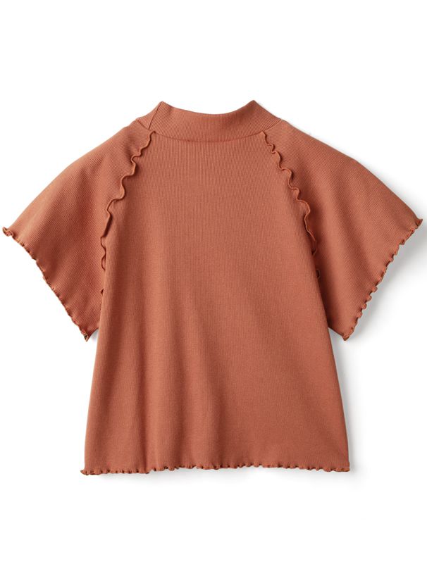 日本 GRL - 微立領木耳邊短袖上衣-橘