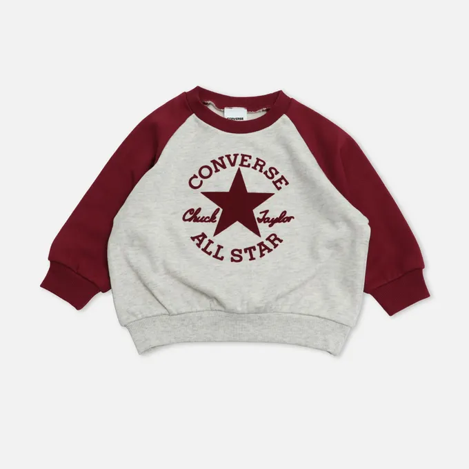日本 Chil2 - CONVERSE聯名 縮口印花長袖上衣-鞋子-酒紅
