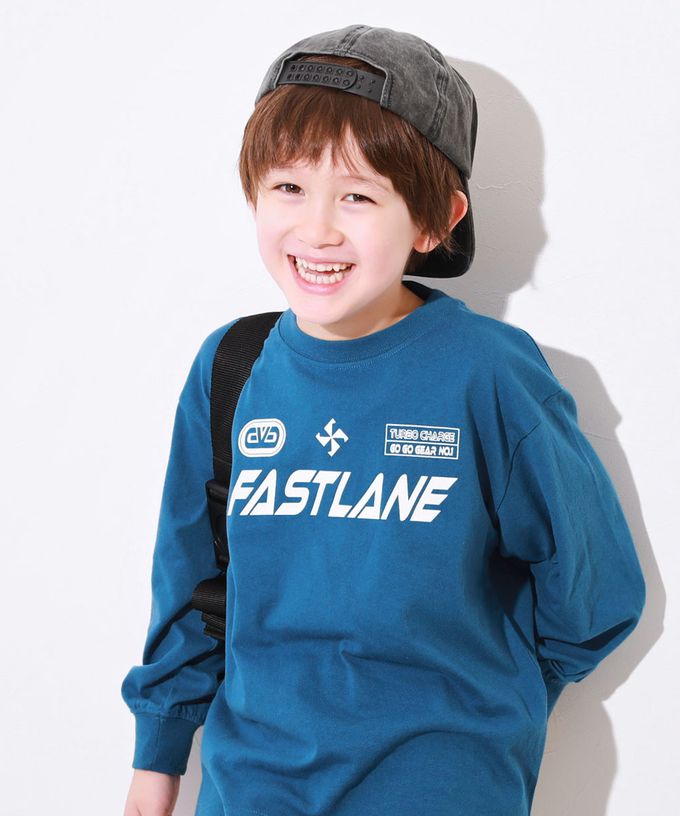 日本 devirock - 100%棉 落肩印花長袖T恤-背後大圓-白