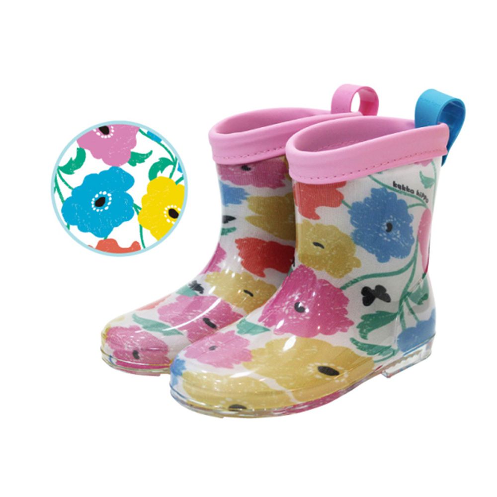 日本 kukka hippo - 兒童雨鞋-繽紛花園