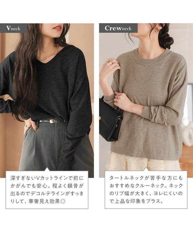 日本 Kobe Lettuce - 熱銷 可機洗柔軟針織上衣(可選領)-灰