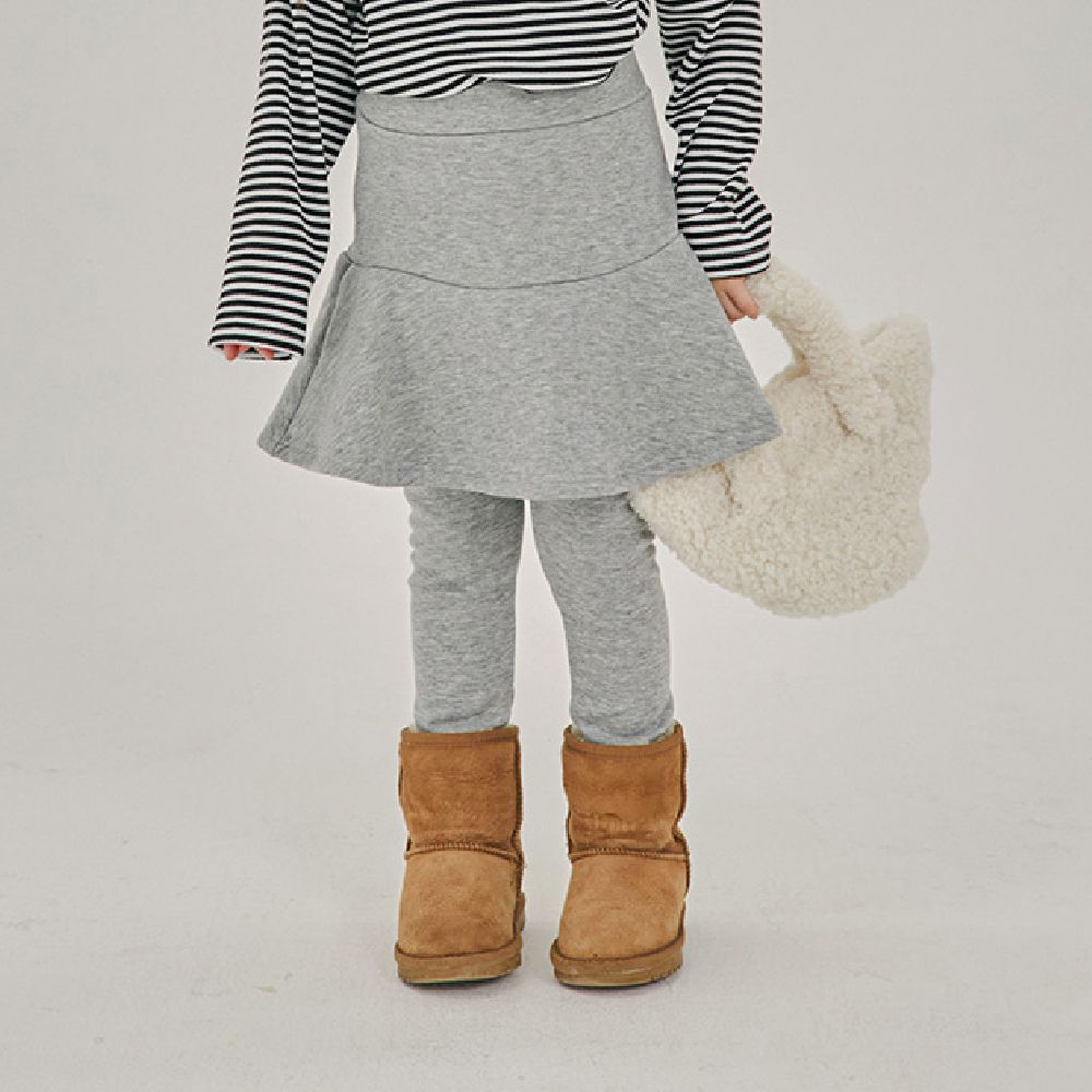 W.S.B. 鬆緊腰基本款內刷毛內搭褲裙-淺灰