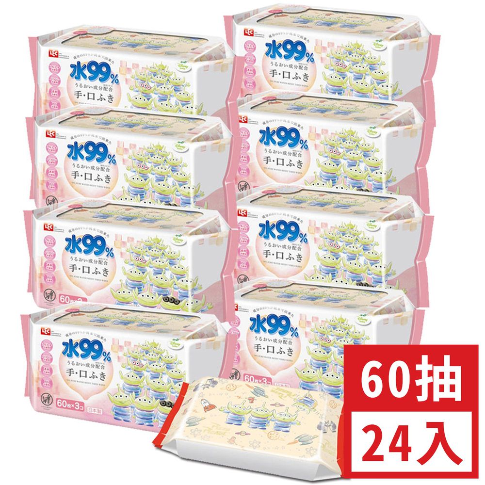 日本 LEC - 純水99%口手專用濕紙巾-新款迪士尼-三眼怪-24包入箱購組(免運)-60抽x24包入