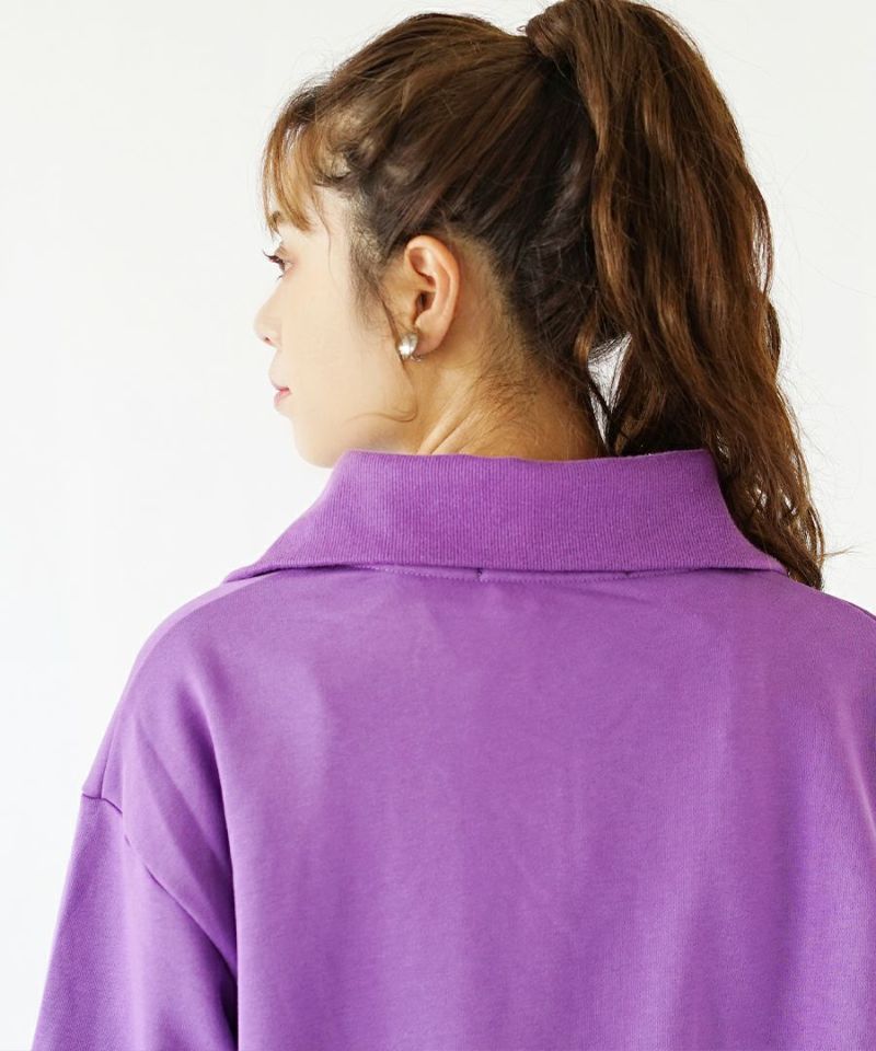 日本 zootie - 特色綁帶翻領長袖上衣-葡萄紫