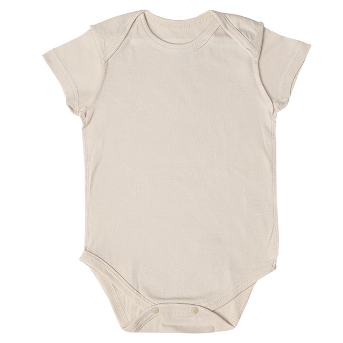 akachan honpo - 短袖套頭式速乾包屁衣-2件組 動物-淺卡其色