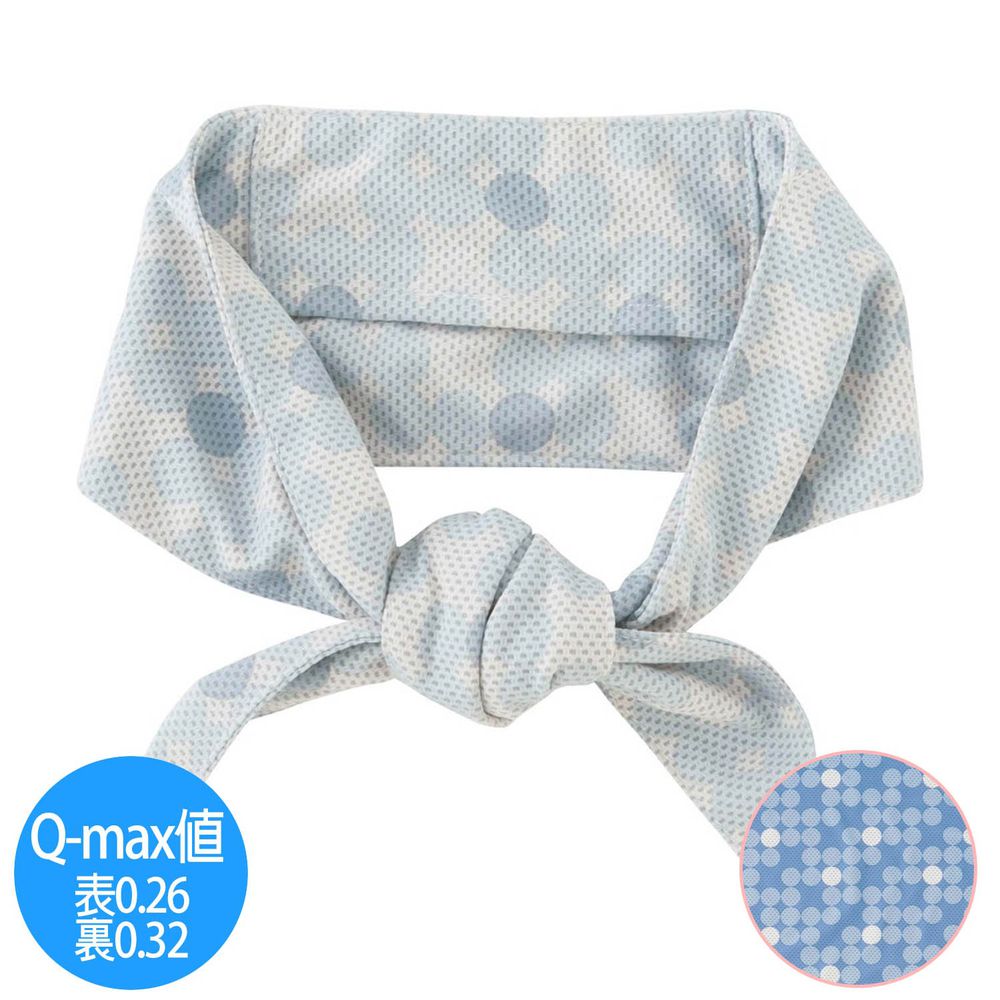 日本小泉 - UV cut 90% 接觸冷感 水涼感領巾(附保冷劑)-漸層波點-水藍 (8.5x88cm)