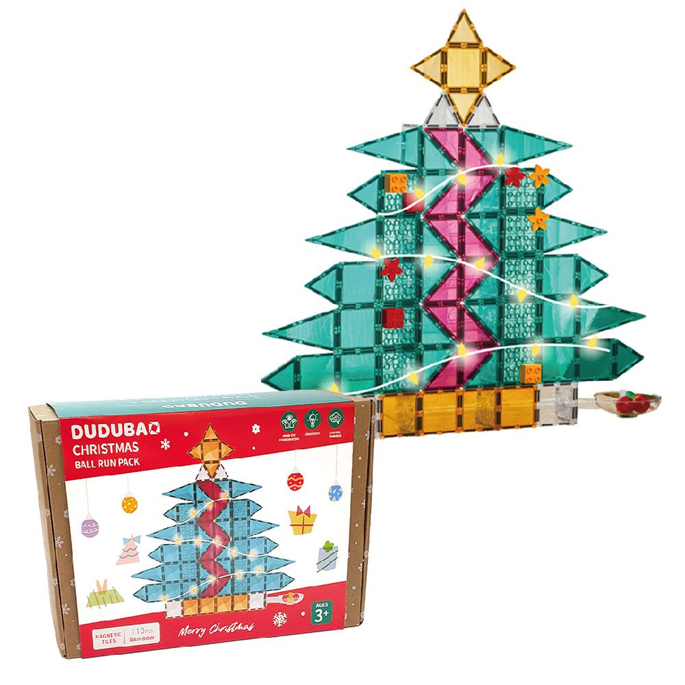 五感繪本磁力片-閃亮聖誕球道組（110片）