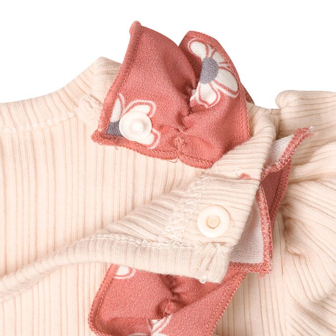 akachan honpo - 長袖假兩件T恤-粉紅色