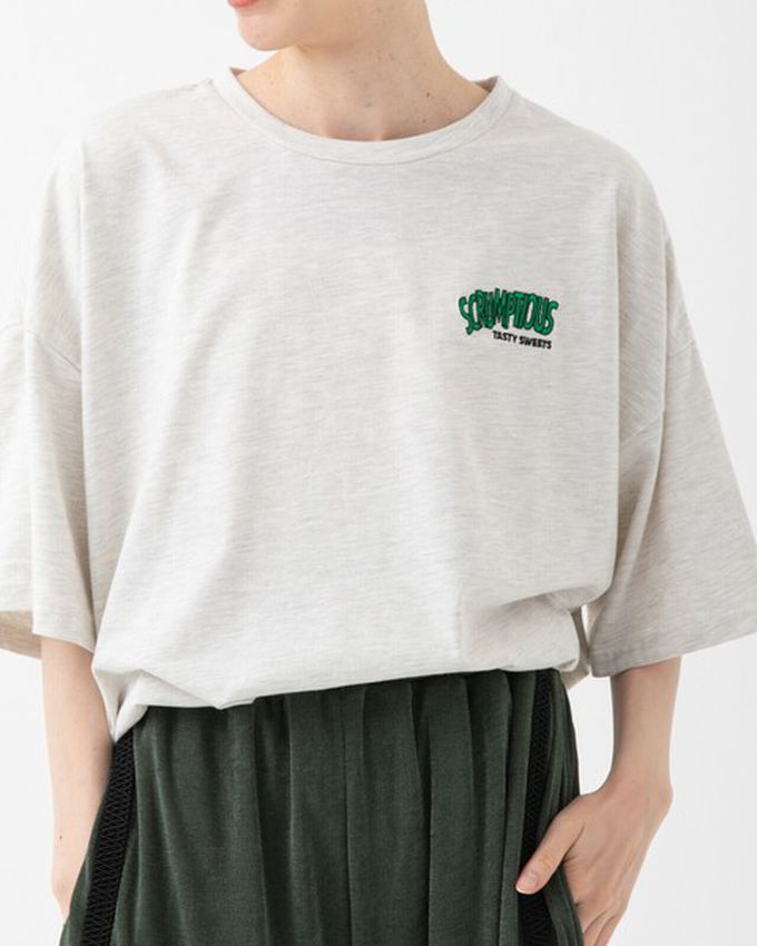 日本 gleam - 美式復古糖果印花寬大風短袖T恤-白