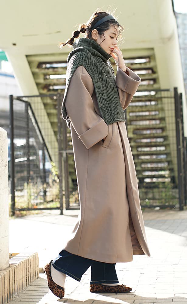 日本 zootie - 層次感穿搭高領斗篷-灰