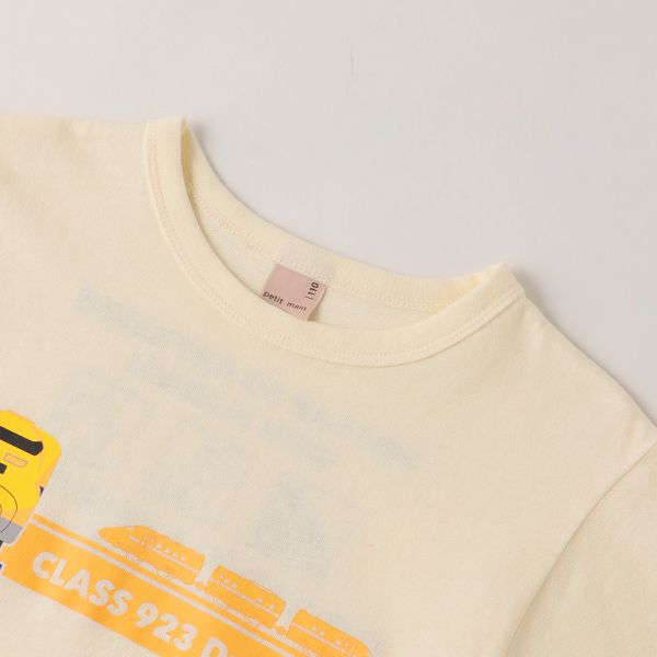 日本 petit main - 鐵道王國聯名 印花短袖上衣-JR電車-黃