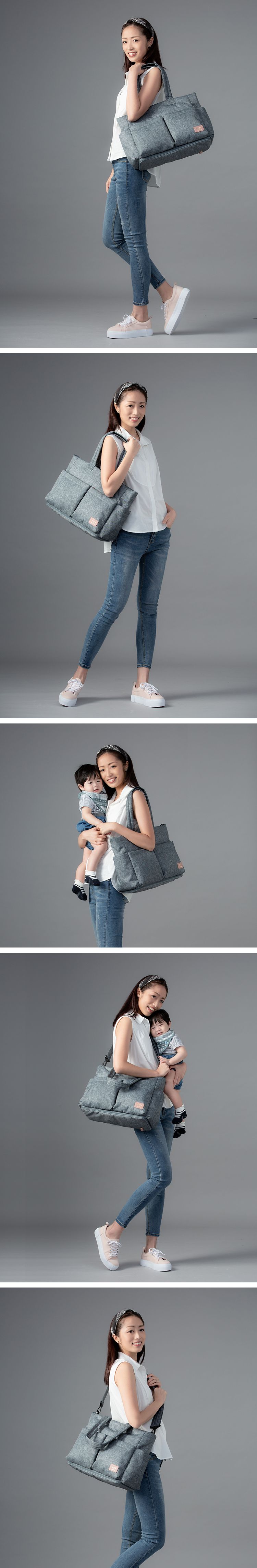 Zoila - 蓋亞托特包新版-灰藍丹寧-輕量美型媽媽包