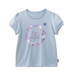 日本千趣會 - GITA 天竺棉泡泡袖上衣-貝殼-水藍