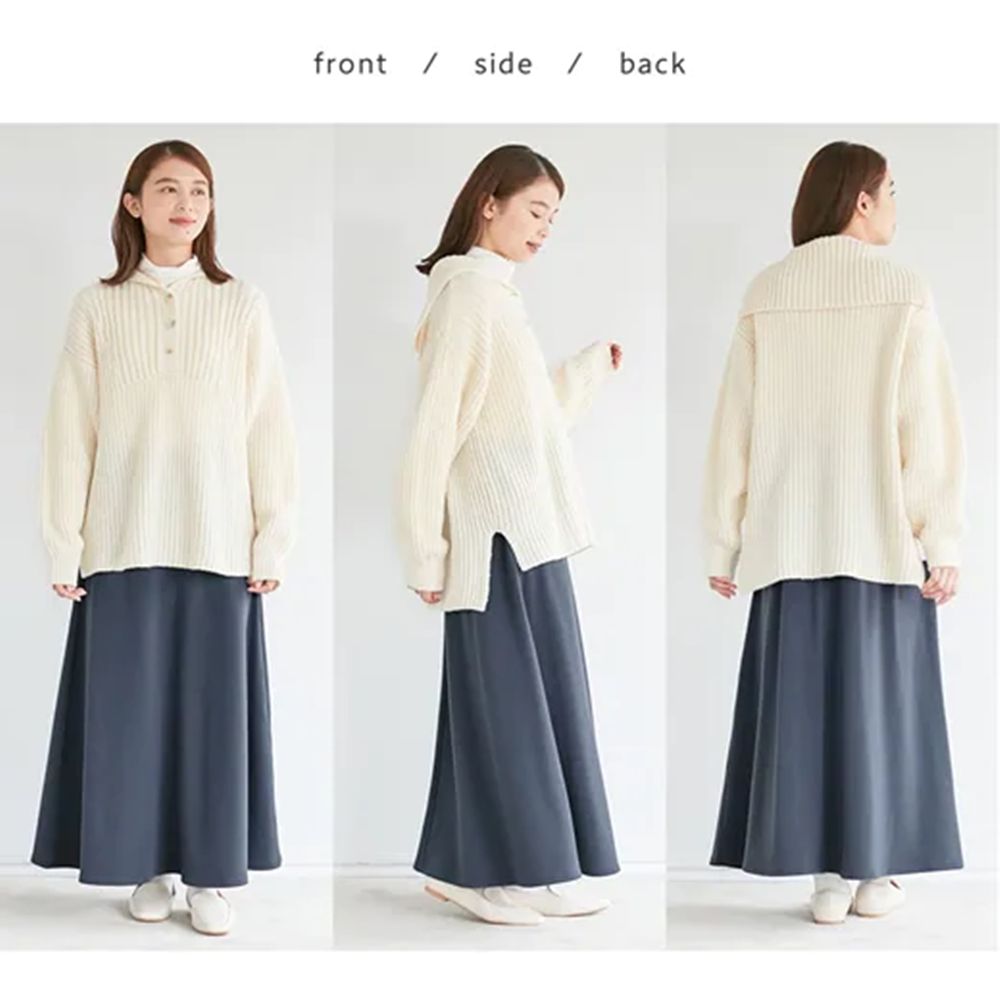 日本 BELLUNA - 蓄熱保暖百搭長裙-深藍