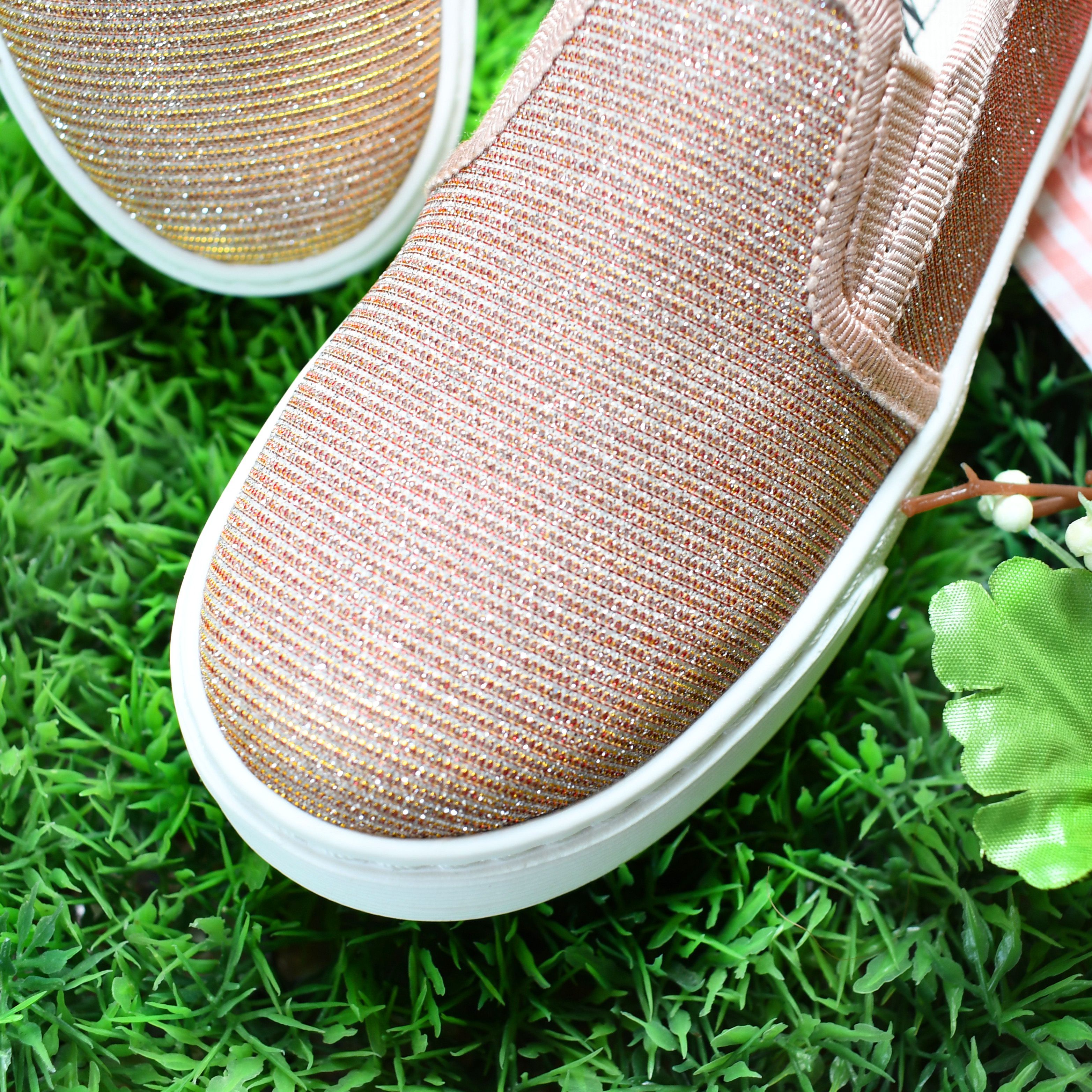 MYSTOCK - 舒適厚底休閒童鞋-GOLD+PINK