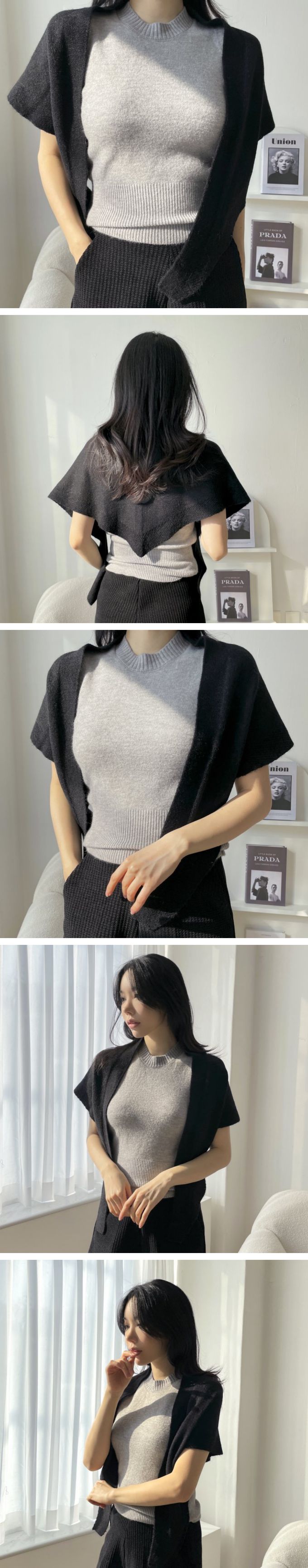 韓國 MAY - 三角披肩式圍巾/披巾-卡其