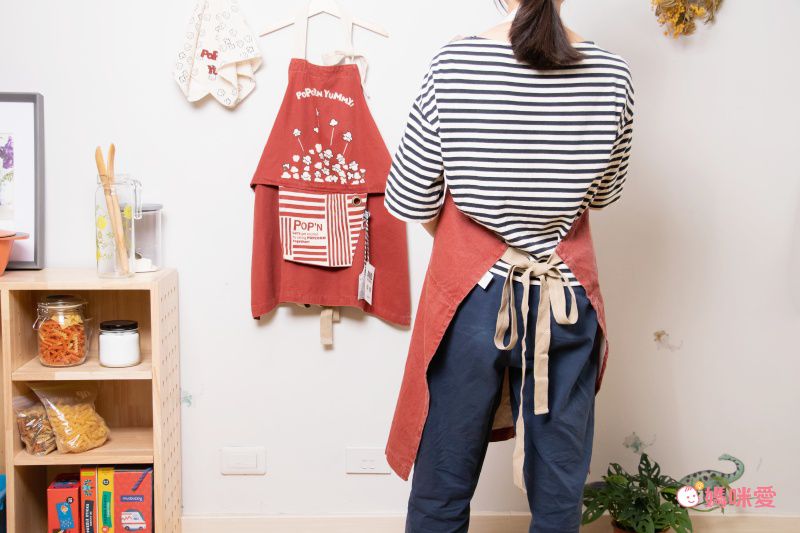 日本代購 - 印度棉質感兒童料理圍裙(可調尺寸/收納)+頭巾兩件組-美式露營插畫-灰橘 (100-160cm)