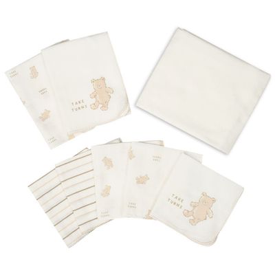 akachan honpo - 沐浴用品８件組-毛巾＆紗布-奶油色-日本製
