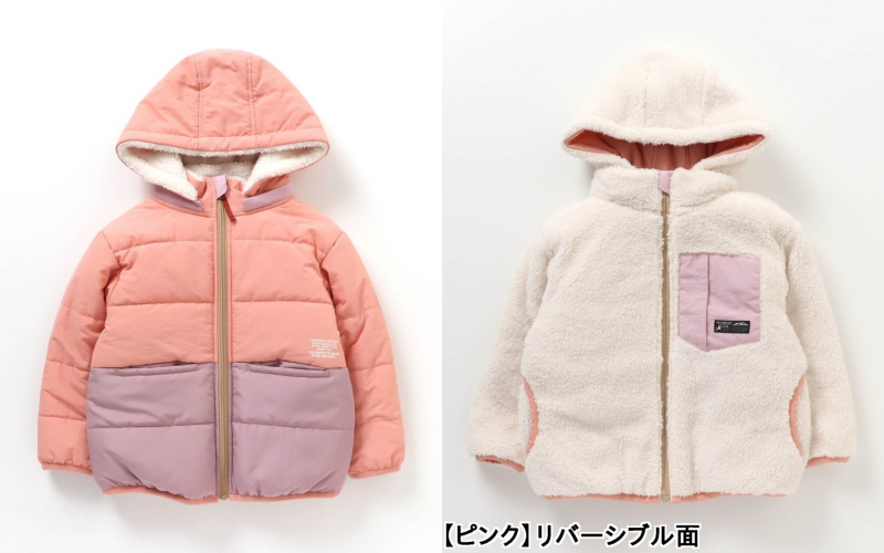 日本 BREEZE - 2WAY極暖裏絨保暖鋪棉外套-卡其x咖啡