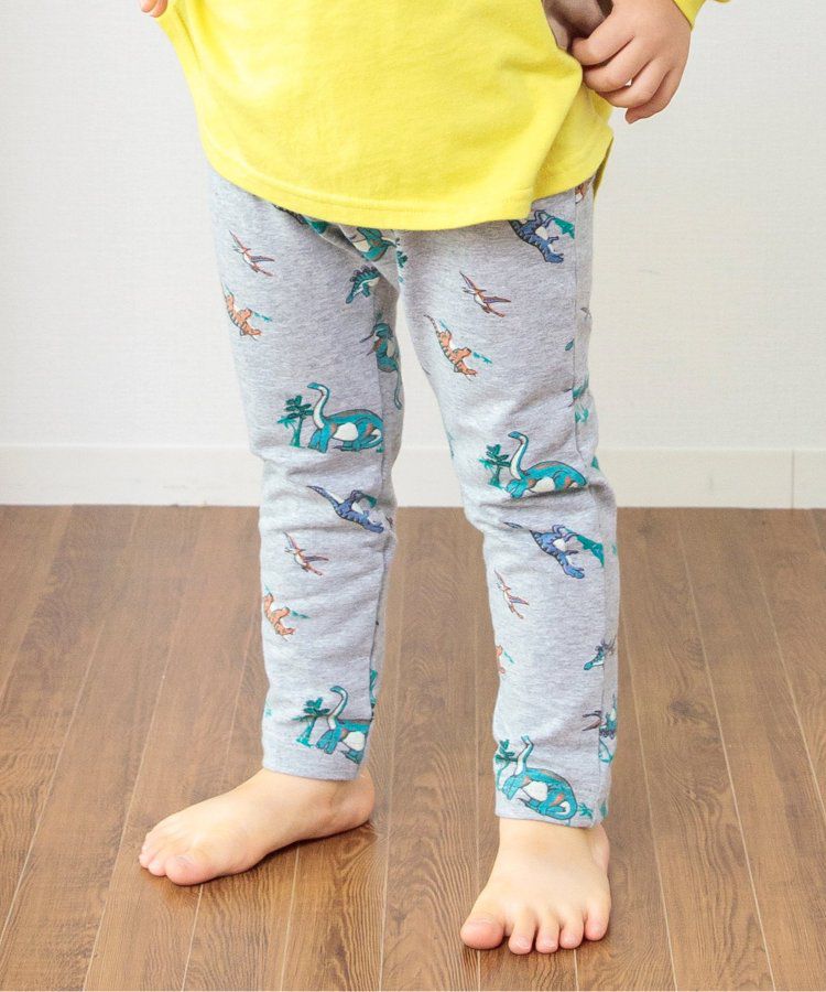 日本 BREEZE - 休閒百搭鬆緊長褲(9分丈)-碎花-淺鵝黃