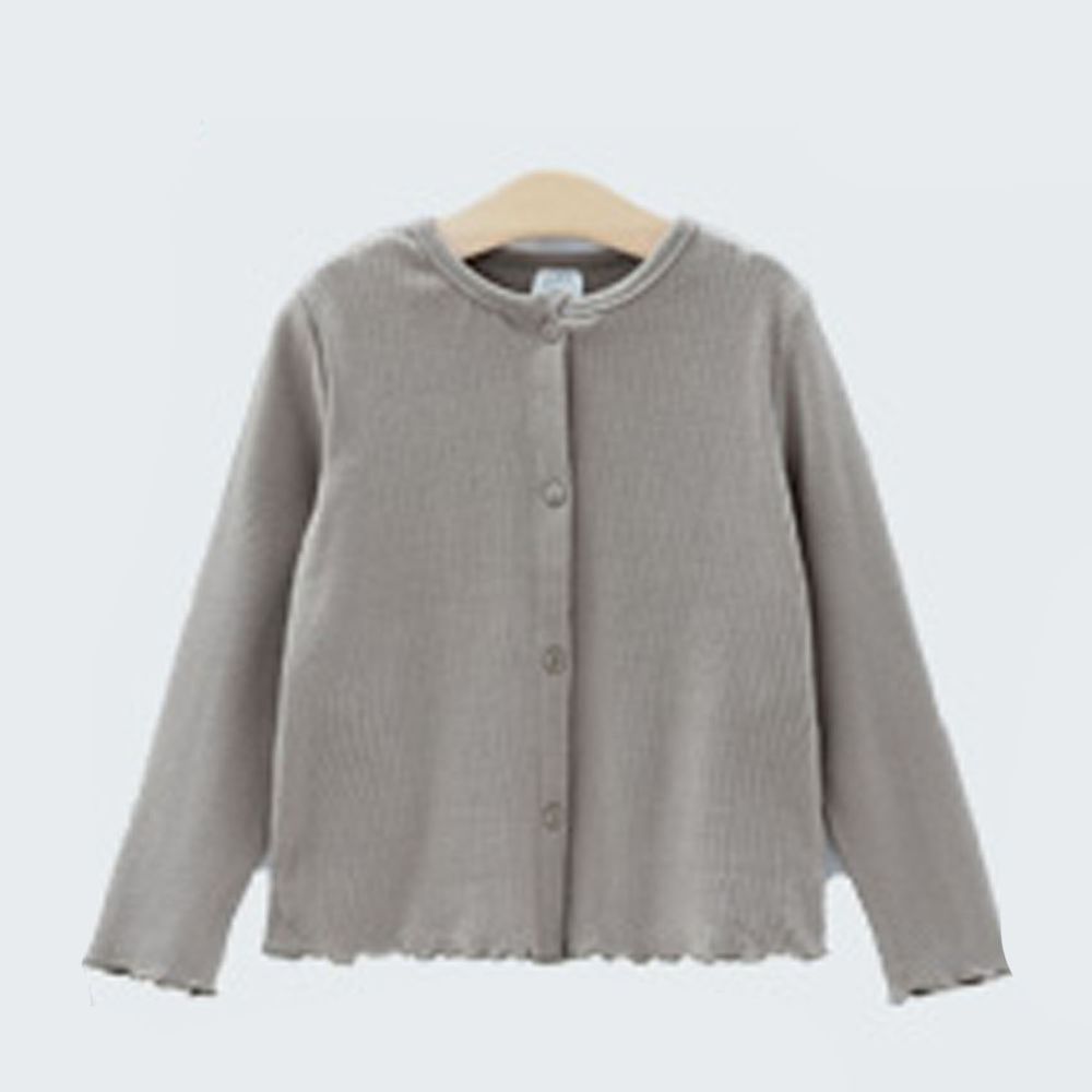 日本 Maison de Ravi - 百搭羅紋針織長袖薄外套-氣質灰