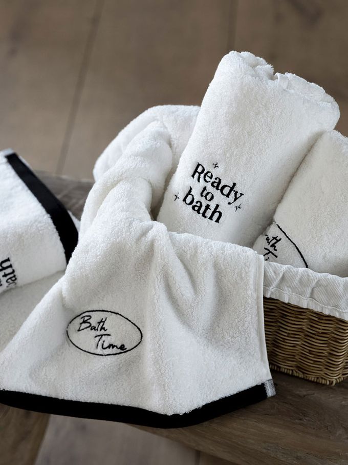 韓國 SSUEIM - 韓國製100%純棉飯店毛巾禮盒4件組40x80cm-文字款