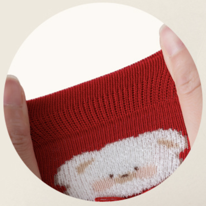 love, charlotte - 秋冬紅色卡通小熊可愛中筒棉襪-5 雙一組