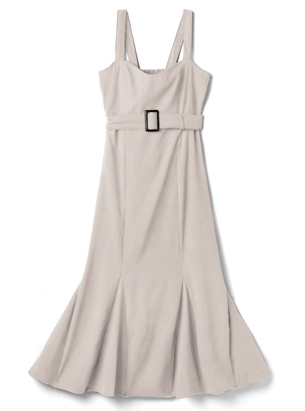 日本 GRL - 麂皮感愛心領魚尾吊帶裙-罌粟粉