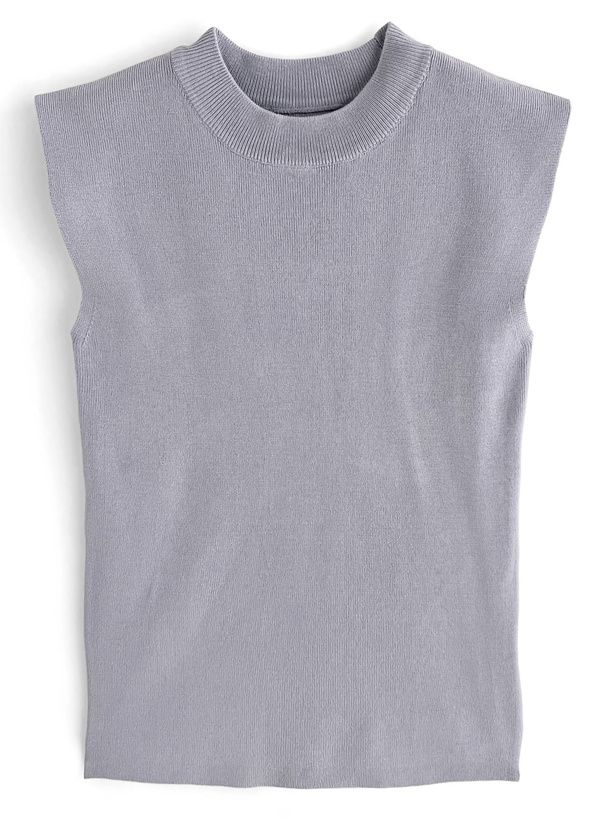 日本 GRL - 彈性薄針織顯瘦無袖上衣-天使白