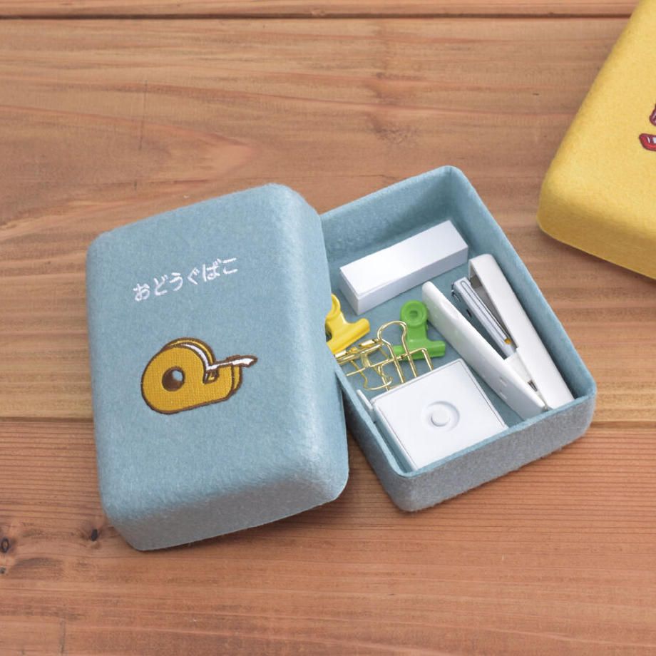 日本P+G design - 刺繡羊毛氈硬式掀蓋收納盒-膠帶