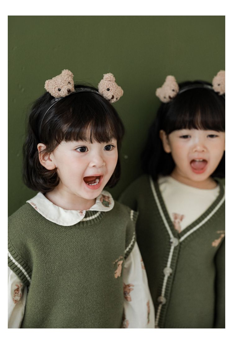 腰鬆緊五分百搭寬褲-熊熊-綠色