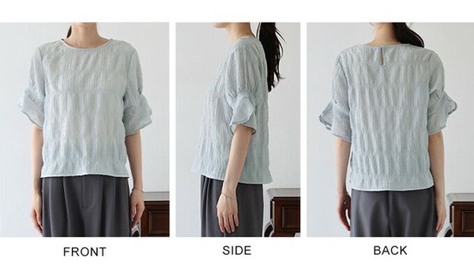 日本 BLUE EAST - 細緻圓點緹花透膚短袖上衣-黑