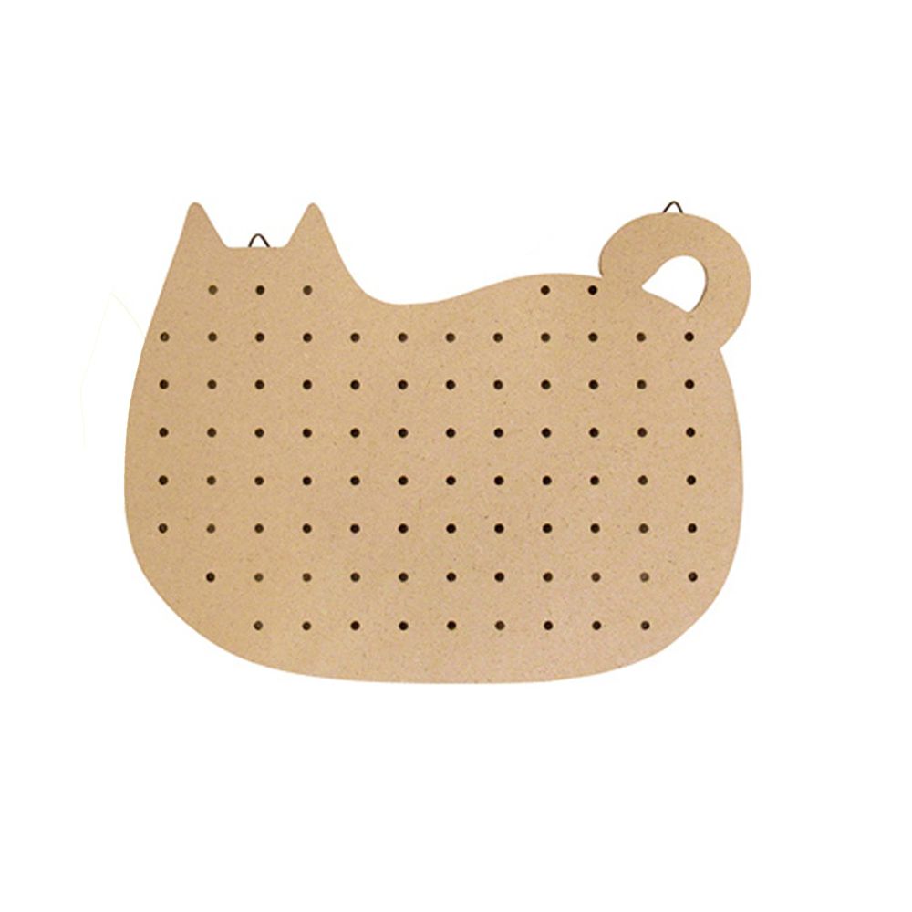 日本 DECOLE - 貓咪造型置物版/佈告欄(附15根木圖釘)-木頭色 (32.5x22x25cm)