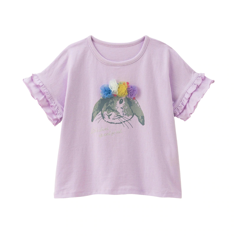 日本千趣會 - GITA 天竺棉印花短T(立體拼接)-冰淇淋花球-灰藍