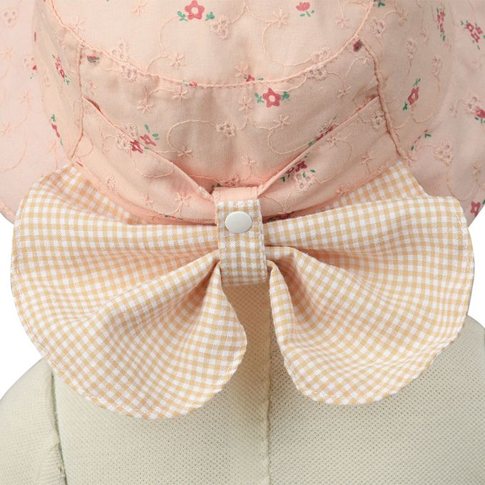 akachan honpo - 平頂帽-小花附防曬遮陽布-粉紅色