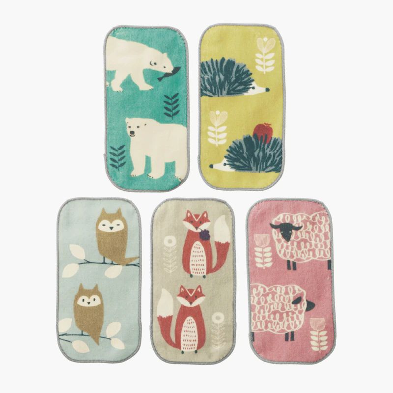 日本千趣會 - 北歐風長方形小手帕五件組-化妝品高跟鞋 (10x20cm)