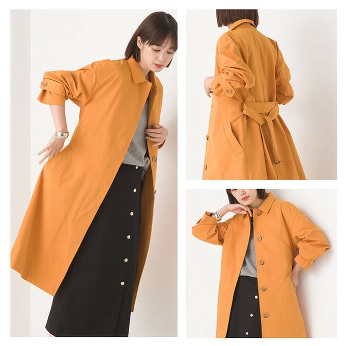 日本 OMNES - 美型簡約英倫風長版大衣/風衣-深藍