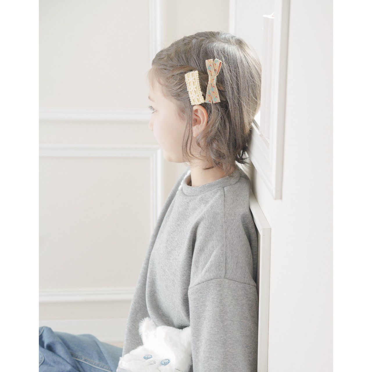 日本 Catherine Cottage - 蕾絲花朵配色可愛髮夾(2入組)-藍綠系