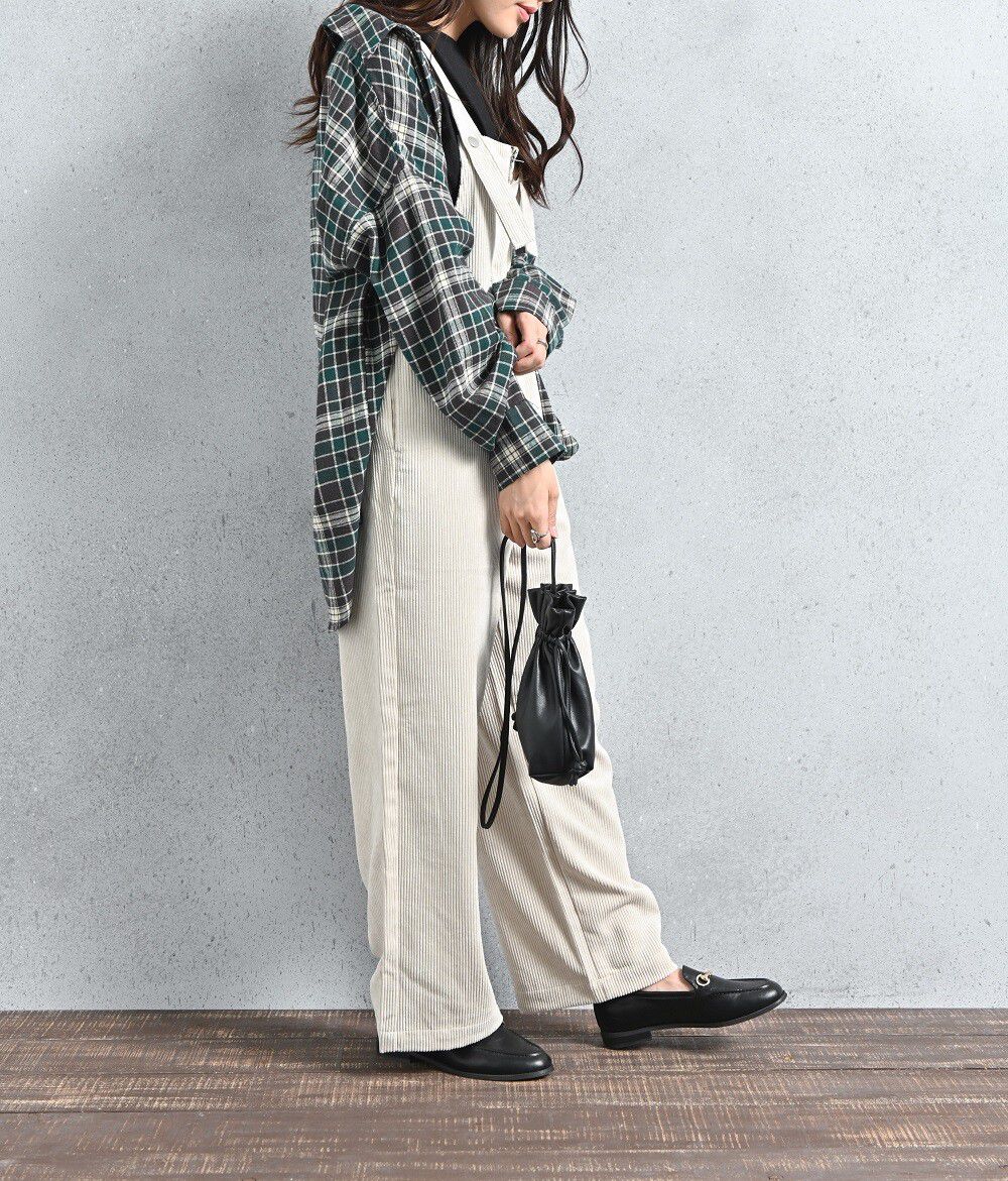 日本 ELENCARE DUE - 男孩風燈芯絨吊帶褲(可調肩帶)-米